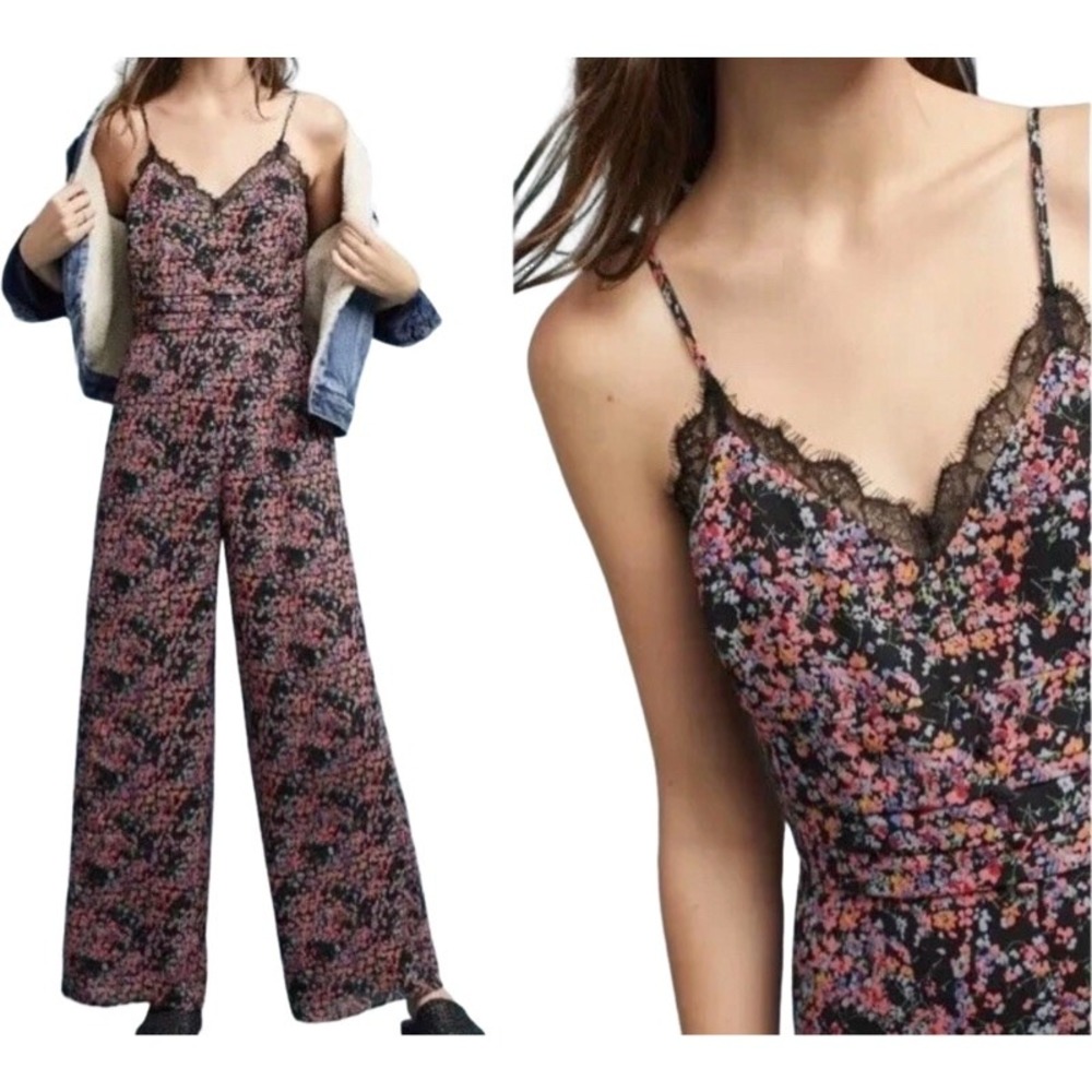 ANTHROPOLOGIE SEEN WORN KEPT Size 8 Elma Lace Floral Jumpsuit‎ Coquette Fairy